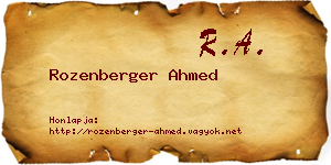 Rozenberger Ahmed névjegykártya